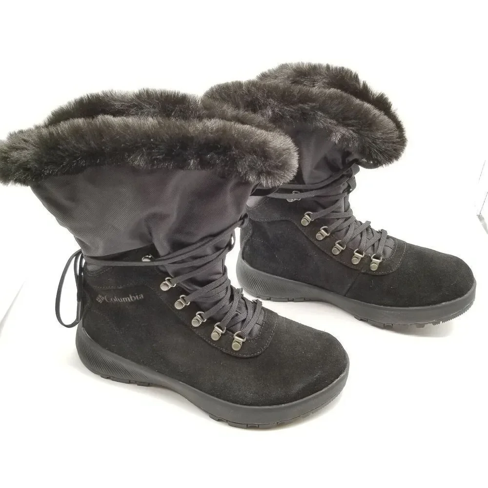 Columbia Womens‎ Slopeside Village Omni-Heat Hi Snow Boots Size 7  8 Black/Mud